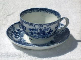Antique Flow Blue Tea Cup & Saucer Chinese Pagoda C1900 - 1920 Allerton England
