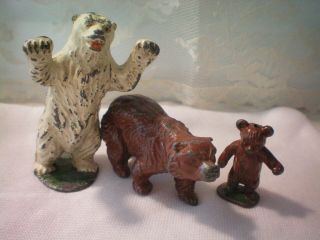 Vintage Antique Metal Cast Iron Miniature Figurines Bears Animals