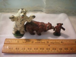 Vintage Antique Metal Cast Iron Miniature Figurines Bears Animals 2