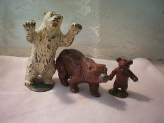 Vintage Antique Metal Cast Iron Miniature Figurines Bears Animals 4