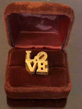 Robert Indiana 1970 Pop Art Iconic Love Ring 6.  5 - Box Gold Plated