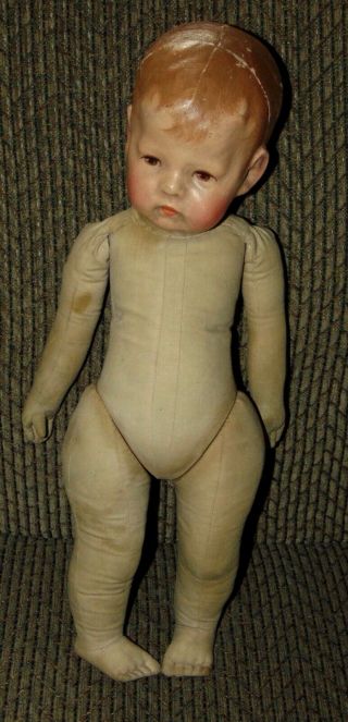 EARLY ANTIQUE Doll KATHE KRUSE Cloth WIDE HIPS Mask Face 11