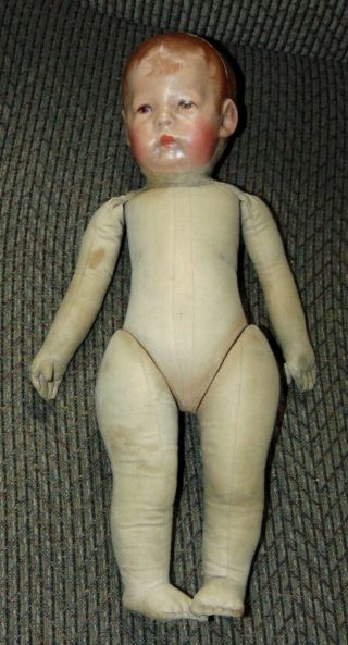 EARLY ANTIQUE Doll KATHE KRUSE Cloth WIDE HIPS Mask Face 4