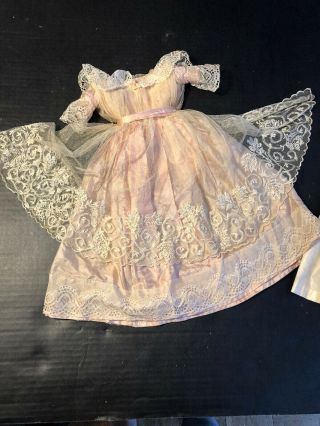 Fabulous Antique 1800’s 2pc Silk & Lace Lady Doll Fashion 10