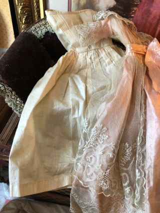 Fabulous Antique 1800’s 2pc Silk & Lace Lady Doll Fashion 4