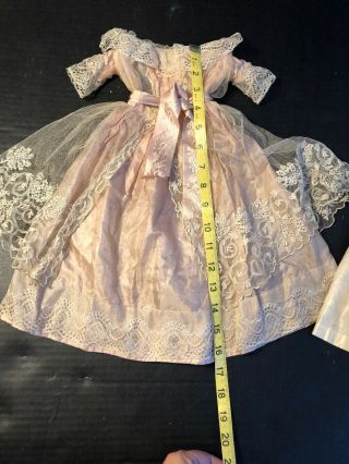 Fabulous Antique 1800’s 2pc Silk & Lace Lady Doll Fashion 7