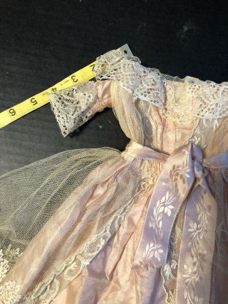 Fabulous Antique 1800’s 2pc Silk & Lace Lady Doll Fashion 9