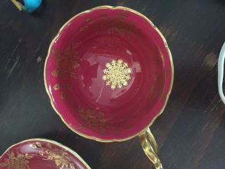 Foley Dark Pink Gold Fluted Footed 1850 Signed Numbered Cup Saucer 2
