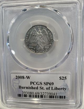 2008 - W P$25 Burnished Platinum American Eagle MS69 Very Rare PCGS SP - 69 Signed 3