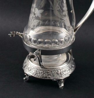 Antique Aesthetic Wilcox Silverplate Cut Glass Heron Liquor Decanter Cordial Set 4