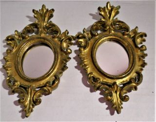 Vintage Gold Gilt Ornate Detail Plastic Frame 2 Small Oval Wall Mirror