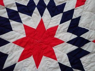 STAR SPANGLED Patriotic Vintage Red White & Blue Star QUILT 3