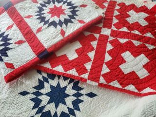 STAR SPANGLED Patriotic Vintage Red White & Blue Star QUILT 8