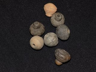 Pre - Columbian Clay Spindle Whorl Beads,  Central American Clay Beads