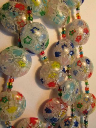 Vintage Venetian Matched Millefiori Moretti Star Cane Lace Glass Beads Necklace 3