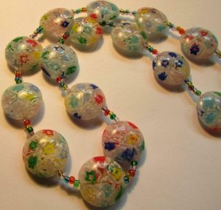 Vintage Venetian Matched Millefiori Moretti Star Cane Lace Glass Beads Necklace 4