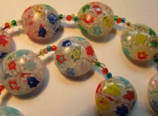Vintage Venetian Matched Millefiori Moretti Star Cane Lace Glass Beads Necklace 6