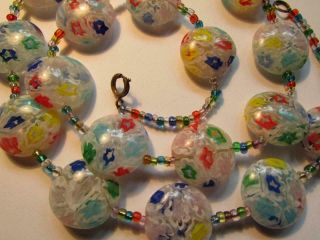 Vintage Venetian Matched Millefiori Moretti Star Cane Lace Glass Beads Necklace 7