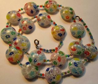 Vintage Venetian Matched Millefiori Moretti Star Cane Lace Glass Beads Necklace 8