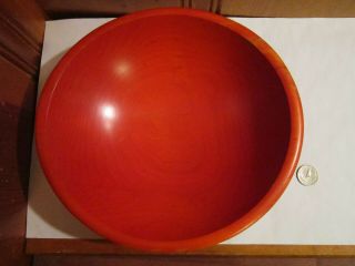 The Bowl Mill Oval 10 " Wooden Mixing Serving Bowl Orange Lacquer Finish Vermont