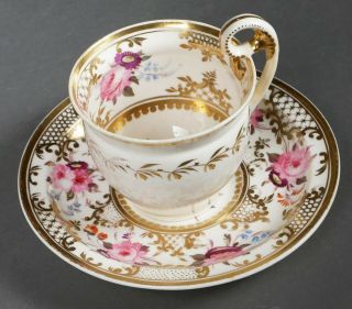 Vintage Hand Painted Cup & Saucer with Gold Paint & Pink Floral Design 2