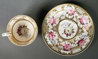 Vintage Hand Painted Cup & Saucer with Gold Paint & Pink Floral Design 4