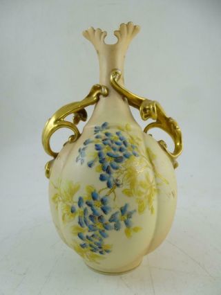 Antique Rudolstadt Porcelain Table Vase Germany Flower Gold Accent 7 " Tall Vtg
