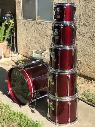 Rare Vintage Tama Granstar 6pc Drum Set Kit Hawaiian Red Mij