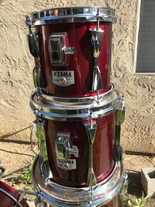 RARE Vintage Tama Granstar 6pc Drum Set kit Hawaiian Red MIJ 3