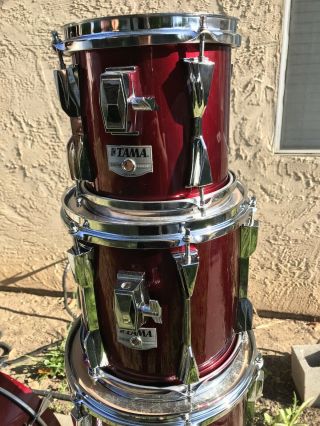 RARE Vintage Tama Granstar 6pc Drum Set kit Hawaiian Red MIJ 4