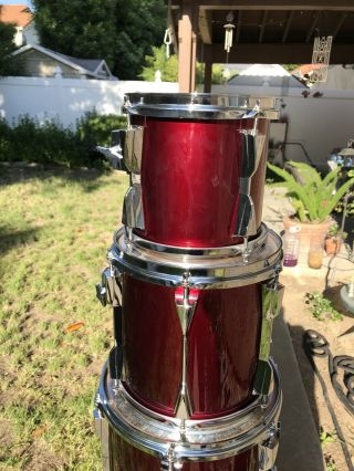 RARE Vintage Tama Granstar 6pc Drum Set kit Hawaiian Red MIJ 5