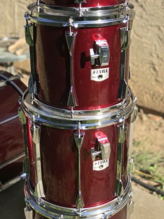 RARE Vintage Tama Granstar 6pc Drum Set kit Hawaiian Red MIJ 8
