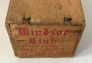 Antique Vintage Wood Wooden Windsor Club Advertising Cheese Box Crate 2lb w/Lid 4