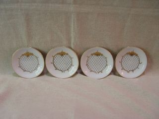Set 4 Vintage Porcelain High Relief Hand Painted Gold Pattern Butter Pat Dishes