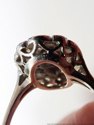 Art Deco Vintage 14k White Gold Fine 0.  30tcw Diamond Fancy Carved Ladies Ring 6