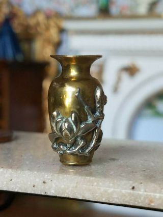 Antique Dollhouse Miniature Metal Vase 1:12