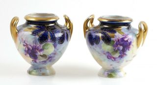 Pair Antique Royal Vienna Alexandra Porcelain Signed Cabinet Vase Austria