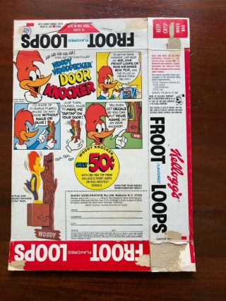Kellogg ' s Fruit Loops Cereal Box Vintage Woody WoodPecker Door Knocker Offer 2