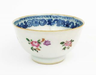 19th Century Chinese Porcelain Tea Bowl Enameled Flowers