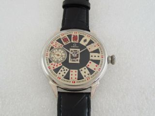 Omega PLAYING CARDS Antique 1923 - 1929 (Swiss) Switzerland Men ' s Watch SERVICED 2