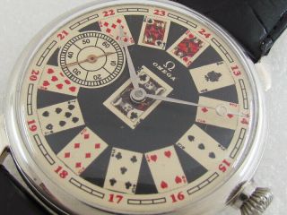 Omega PLAYING CARDS Antique 1923 - 1929 (Swiss) Switzerland Men ' s Watch SERVICED 4