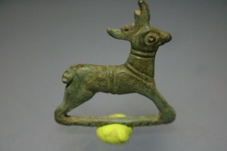 Ancient Interesting Roman Bronze Fibula Brooch Deer 1st - 4th Ad