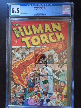 Human Torch 21 Cgc Fn,  6.  5; Ow; Schomburg Cvr Rare