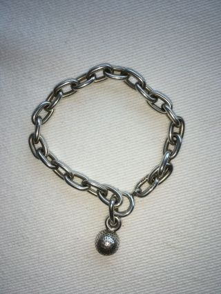 Auth Georg Jensen Sterling Silver Bracelet 378 Golf Ball Chain Link & Gift Box