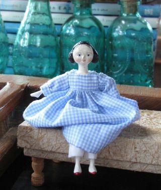 4.  25 " Antique Grodnertal Inspired Peg Jointed Wood Doll By Hitty Artists (a)
