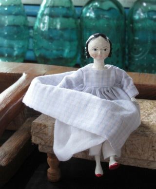 4.  25 " Antique Grodnertal Inspired Peg Jointed Wood Doll By Hitty Artists (c)