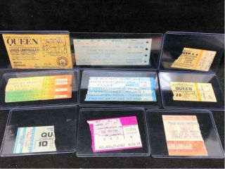 Queen Set Of 9 Vintage 1982 Concert Ticket Stubs Hot Space Tour Us & Uk