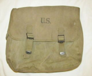 Ww2 Us Army M1936 Musette Bag,  Khaki Canvas Dated 1943 Atlantic Products Co.