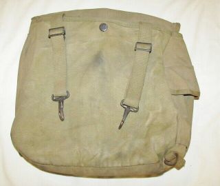 WW2 US Army M1936 Musette Bag,  Khaki Canvas Dated 1943 Atlantic Products Co. 2