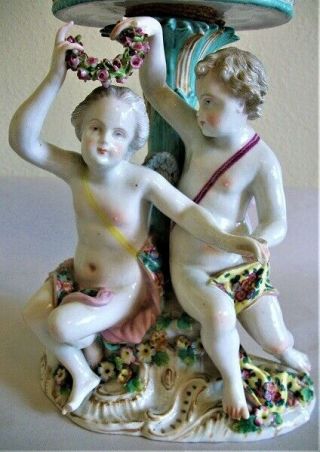 Pair Antique Meissen Porcelain Figural Pedestal Baskets for Restoration. 4